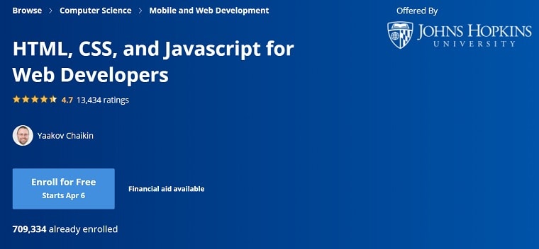 coursera html css javascript