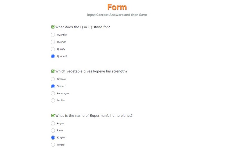 jotform quiz form