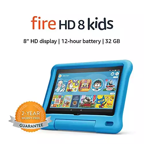 Fire HD 8 Kids tablet, 8" HD display, ages 3-7, 32 GB, Blue Kid-Proof Case