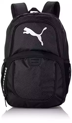 PUMA unisex adult Evercat Contender Backpack, Black/Silver, One Size US