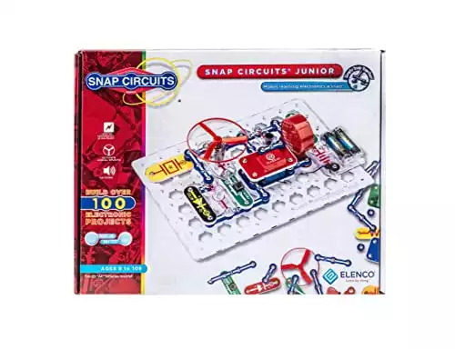 Elenco Snap Circuits Jr. SC-100 Electronics Exploration Kit, Over 100 Projects, Full Color Project Manual, 30 + Snap Circuits Parts, STEM Educational Toy for Kids 8 + , Black