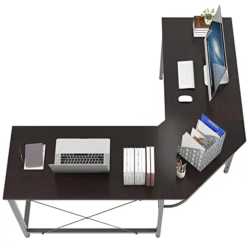 Soges 59 x 59 inches Large L-Shaped Desk Computer Desk L Desk Office Desk Workstation Desk Corner Desk, Black CS-ZJ02-BK