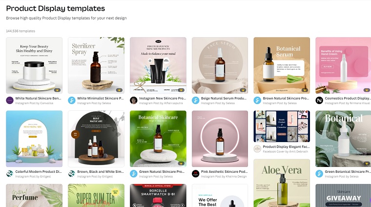 canva product displays
