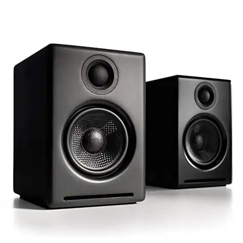 Audioengine A2+ Plus Wireless Speaker Bluetooth | Desktop Monitor Speakers | Home Music System aptX Bluetooth, 60W Powered Bookshelf Stereo Speakers | AUX Audio, USB, RCA Inputs,16-bit DAC (Black)