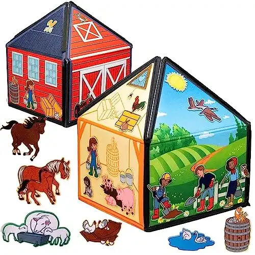 My Little Farm Interactive 1.25 Ft Tall Felt Playhouse and Board for Early Language and Vocabulary Development with 32 Matching Pieces
