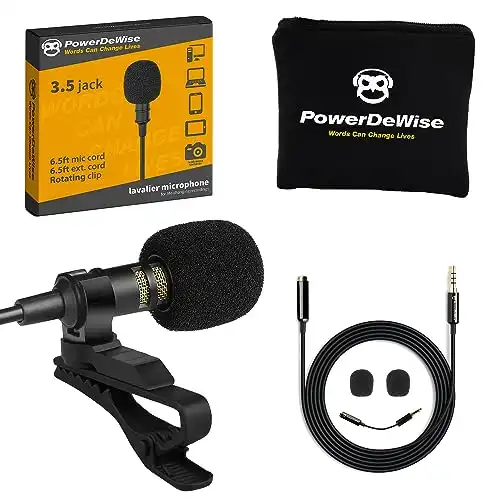 Professional Grade Lavalier Lapel Microphone Omnidirectional Mic with Easy Clip On System