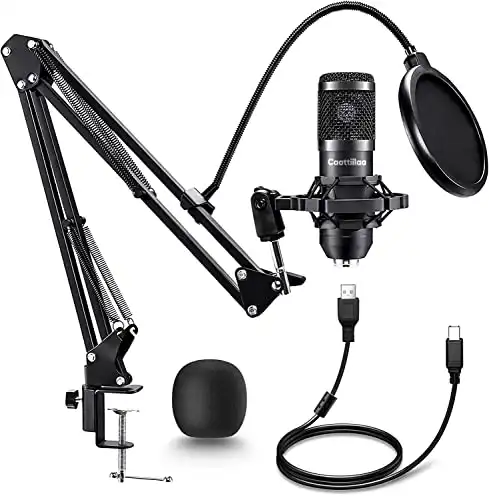 USB Microphone - Recording Microphone Gaming Microphone PC Streaming Podcast Mic, 192KHZ/24Bit Studio Cardioid Condenser Mic, USB Mic Kit with Sound Chipset Boom Arm Set (40% Off!)