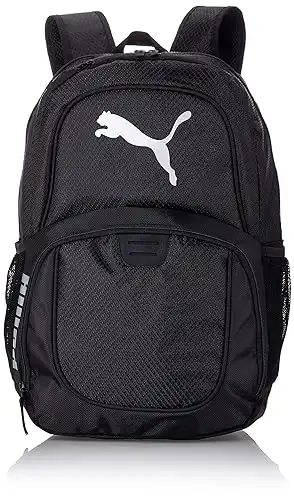 PUMA unisex adult Evercat Contender Backpack, Black/Silver, One Size US