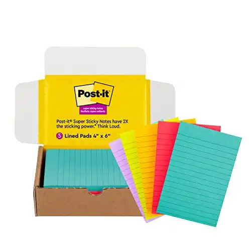 Post-it Super Sticky Notes, 4x6 in, 5 Pads/Pack, 90 Sheets/Pad - 39% Off!