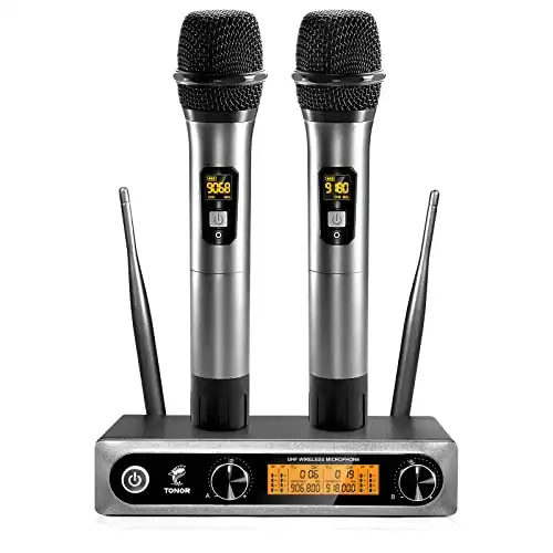 TONOR Wireless Microphone,Metal Dual Professional UHF Cordless Dynamic Mic Handheld Microphone System - 45% Off!
