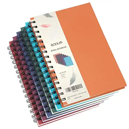 EOOUT 6pcs Hardcover Spiral Notebook, Spiral Journals, College Ruled, 5.5x8.5 Inches - 20% Off!