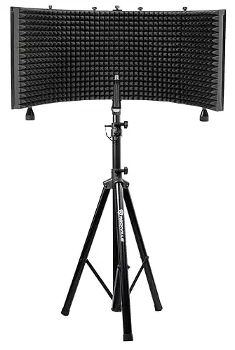 Rockville Recording Studio Microphone Isolation Shield + Heavy Duty Tripod Stand