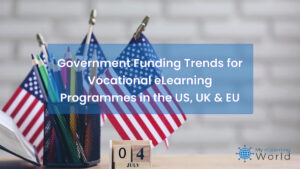 High-resolution illustration for Government-Funding-Trends-for-Vocational-eLearning-Programmes-in-the-US-UK-EU
